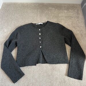 Cropped Charcoal Grey Cardigan